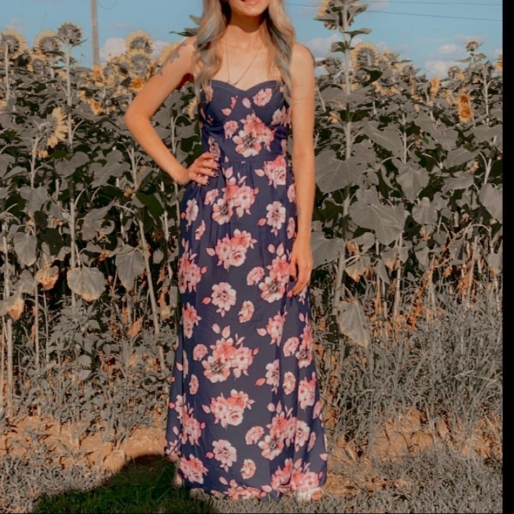 Navy blue flower dress